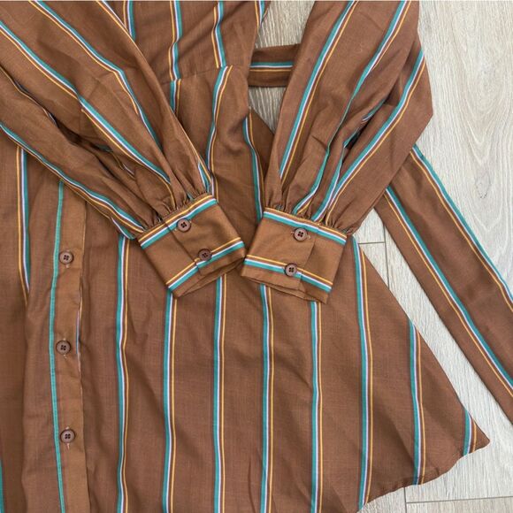 NWT Flying Tomato Freemarket Give It A Go Woven Striped Mini Shirt Dress Small - Picture 11 of 16